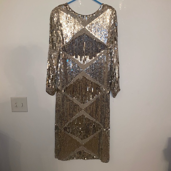 Vintage Sequin 100% Silk Dress - Picture 3 of 6